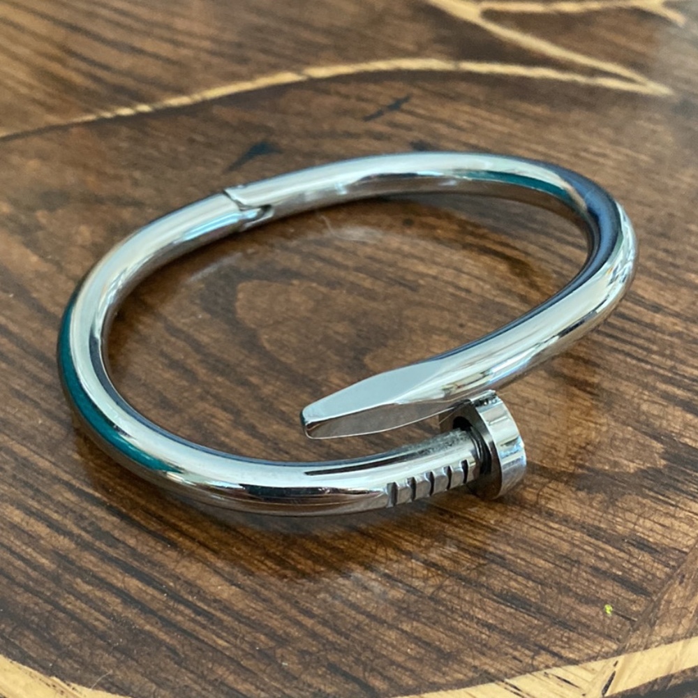 Thick Silver Nail bracelet